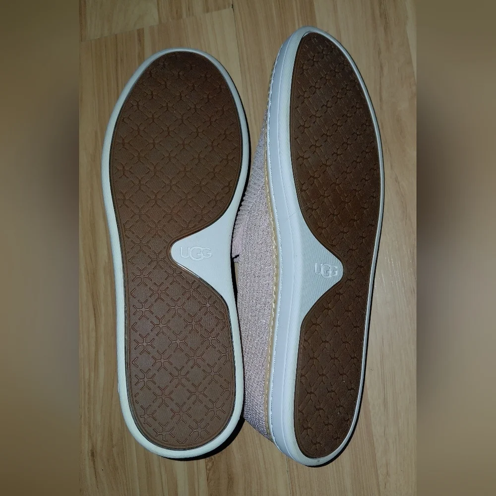 UGG Slip-On Knit Mules in Light Pink with Tan Trim - Picture 5 of 6
